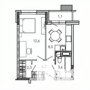 1-к квартира, вторичка, 32м2, 14/17 этаж