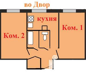 2-к квартира, вторичка, 48м2, 5/6 этаж