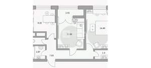 1-к квартира, вторичка, 54м2, 16/25 этаж