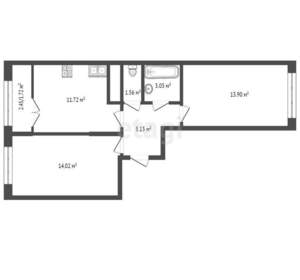 2-к квартира, вторичка, 52м2, 17/25 этаж