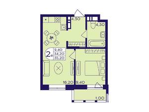 1-к квартира, вторичка, 35м2, 6/17 этаж