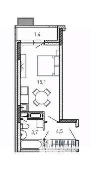 Студия квартира, вторичка, 25м2, 17/17 этаж