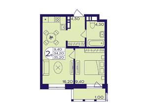 1-к квартира, вторичка, 35м2, 15/17 этаж