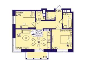 2-к квартира, вторичка, 54м2, 14/17 этаж