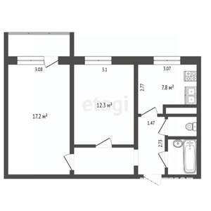 2-к квартира, вторичка, 52м2, 3/10 этаж