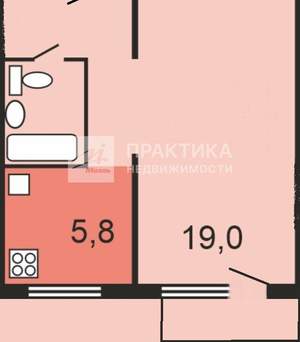 1-к квартира, вторичка, 30м2, 5/5 этаж
