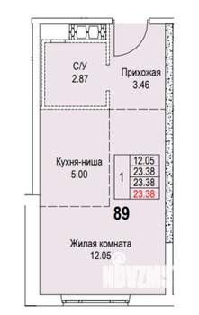 1-к квартира, вторичка, 23м2, 3/15 этаж