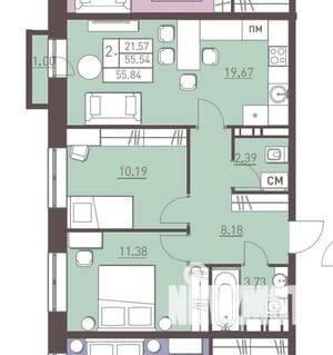 3-к квартира, вторичка, 55м2, 3/7 этаж