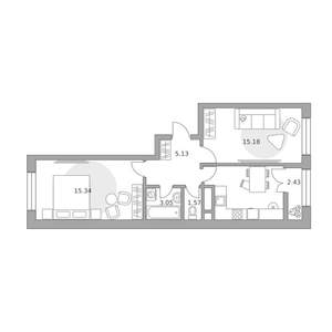 2-к квартира, вторичка, 55м2, 19/25 этаж