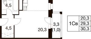 Студия квартира, вторичка, 30м2, 13/17 этаж