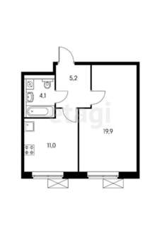 1-к квартира, вторичка, 40м2, 9/15 этаж