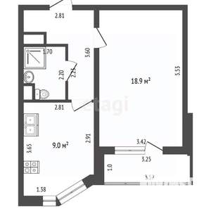 1-к квартира, вторичка, 38м2, 10/17 этаж