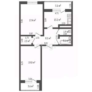 2-к квартира, вторичка, 65м2, 6/16 этаж