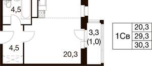 Студия квартира, вторичка, 30м2, 13/17 этаж