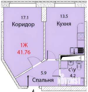 1-к квартира, вторичка, 41м2, 12/20 этаж