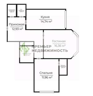 2-к квартира, вторичка, 61м2, 3/17 этаж