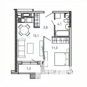 1-к квартира, вторичка, 35м2, 15/17 этаж