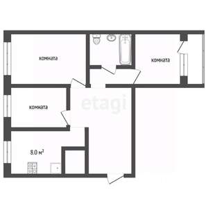 3-к квартира, вторичка, 65м2, 8/10 этаж