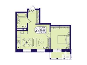 1-к квартира, вторичка, 40м2, 15/17 этаж