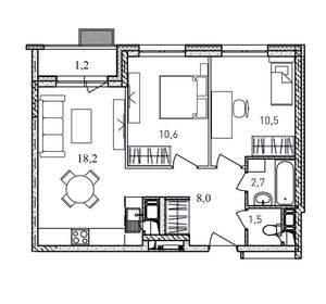 2-к квартира, вторичка, 53м2, 15/17 этаж