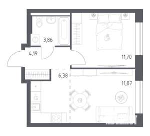 1-к квартира, вторичка, 38м2, 12/24 этаж