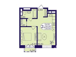 1-к квартира, вторичка, 36м2, 5/17 этаж