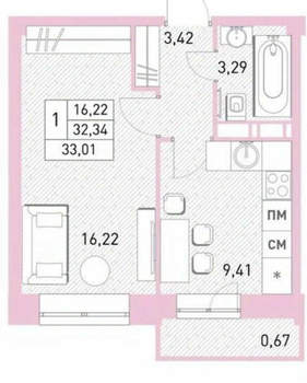 Студия квартира, вторичка, 33м2, 5/18 этаж