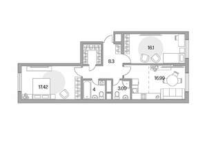 2-к квартира, вторичка, 70м2, 3/17 этаж