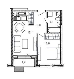 1-к квартира, вторичка, 35м2, 16/17 этаж