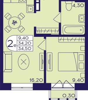1-к квартира, вторичка, 35м2, 5/17 этаж