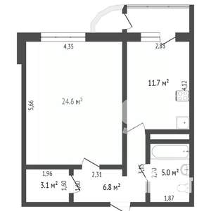 1-к квартира, вторичка, 54м2, 9/17 этаж