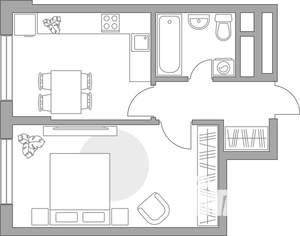 1-к квартира, вторичка, 34м2, 8/17 этаж