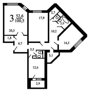 3-к квартира, вторичка, 101м2, 5/17 этаж