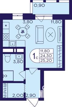 Студия квартира, вторичка, 25м2, 7/22 этаж