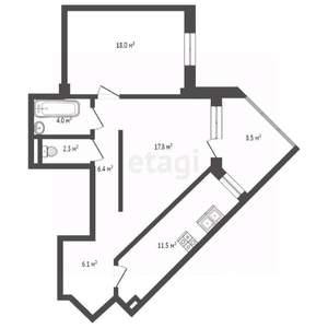 2-к квартира, вторичка, 75м2, 2/4 этаж