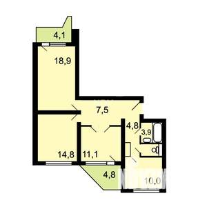 3-к квартира, вторичка, 70м2, 17/17 этаж