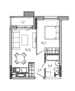 1-к квартира, вторичка, 32м2, 6/17 этаж