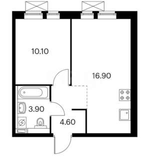 1-к квартира, вторичка, 36м2, 25/15 этаж