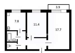 2-к квартира, вторичка, 54м2, 2/9 этаж