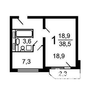 1-к квартира, вторичка, 40м2, 15/17 этаж
