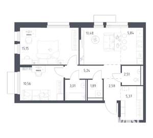 2-к квартира, вторичка, 62м2, 16/17 этаж