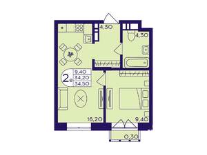 1-к квартира, вторичка, 35м2, 5/17 этаж