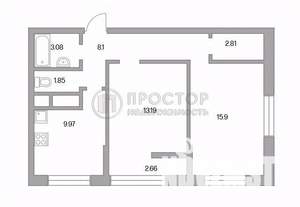 2-к квартира, вторичка, 51м2, 22/25 этаж