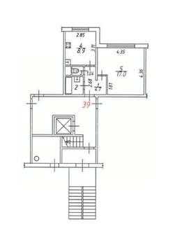 1-к квартира, вторичка, 35м2, 1/9 этаж