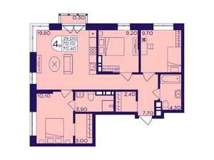 3-к квартира, вторичка, 70м2, 3/17 этаж
