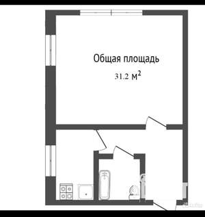 1-к квартира, вторичка, 31м2, 1/5 этаж