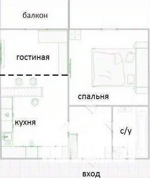 2-к квартира, вторичка, 32м2, 16/22 этаж