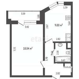 1-к квартира, вторичка, 38м2, 10/17 этаж