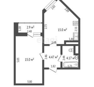 1-к квартира, вторичка, 37м2, 15/22 этаж