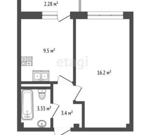 1-к квартира, вторичка, 32м2, 9/17 этаж